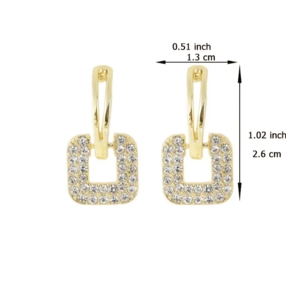 Take 50% off! Golden drop dangle earrings with rhinestones - Picture 4 of 4